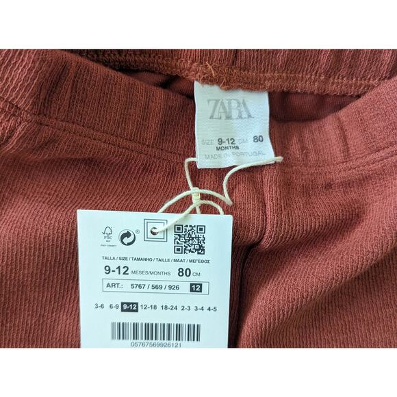 NWT Zara Extra Long Leggings Size 9/12m Dark Rose Pink/Rust Colorway - Picture 3 of 4